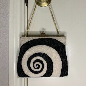 Vintage Beaded Hypnotic Spiral Mini Handbag